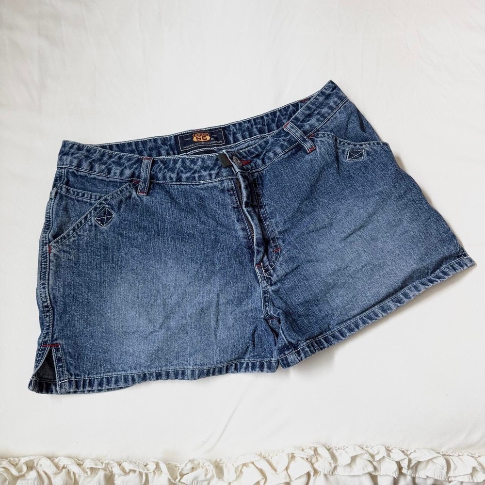 Jean Mini Shorts  Y2K Route 66 size 7 low rise denim mini shorts